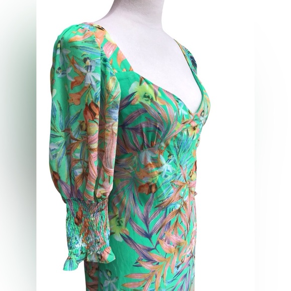 Luxxel Green Tropical Open Back Maxi Dress Women’s Size Large - Picture 5 of 8